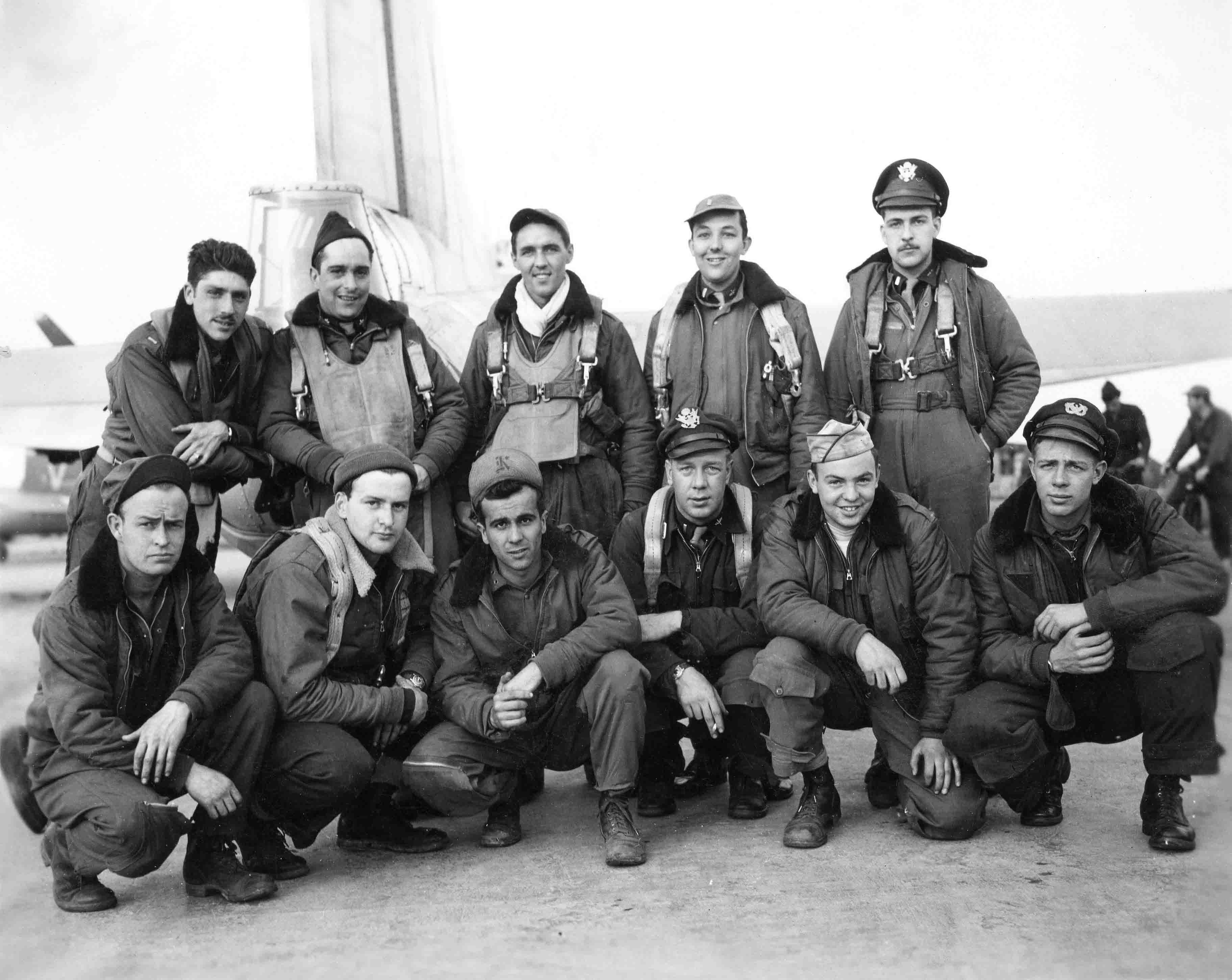 Shafer's Crew with Lt. Col. Rooney as Command - 602nd Squadron - 16 April 1945
